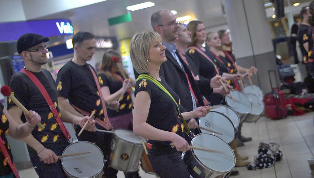 Glasgow Airport samba flashmob 2014 Glasgow Airport samba flashmob